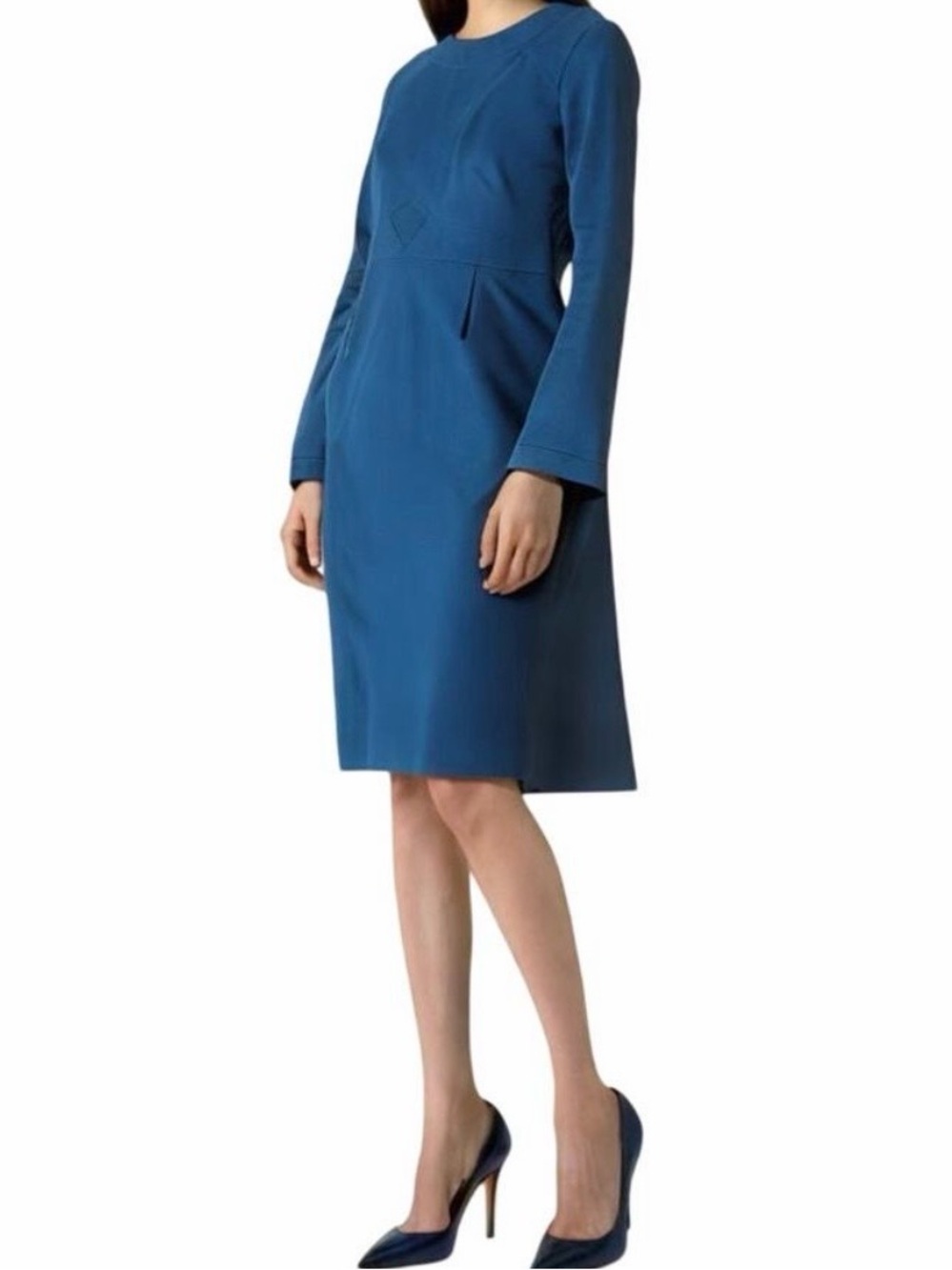 Tocca Navy Blue Long Sleeve Wool Sheath Dress Womens 10